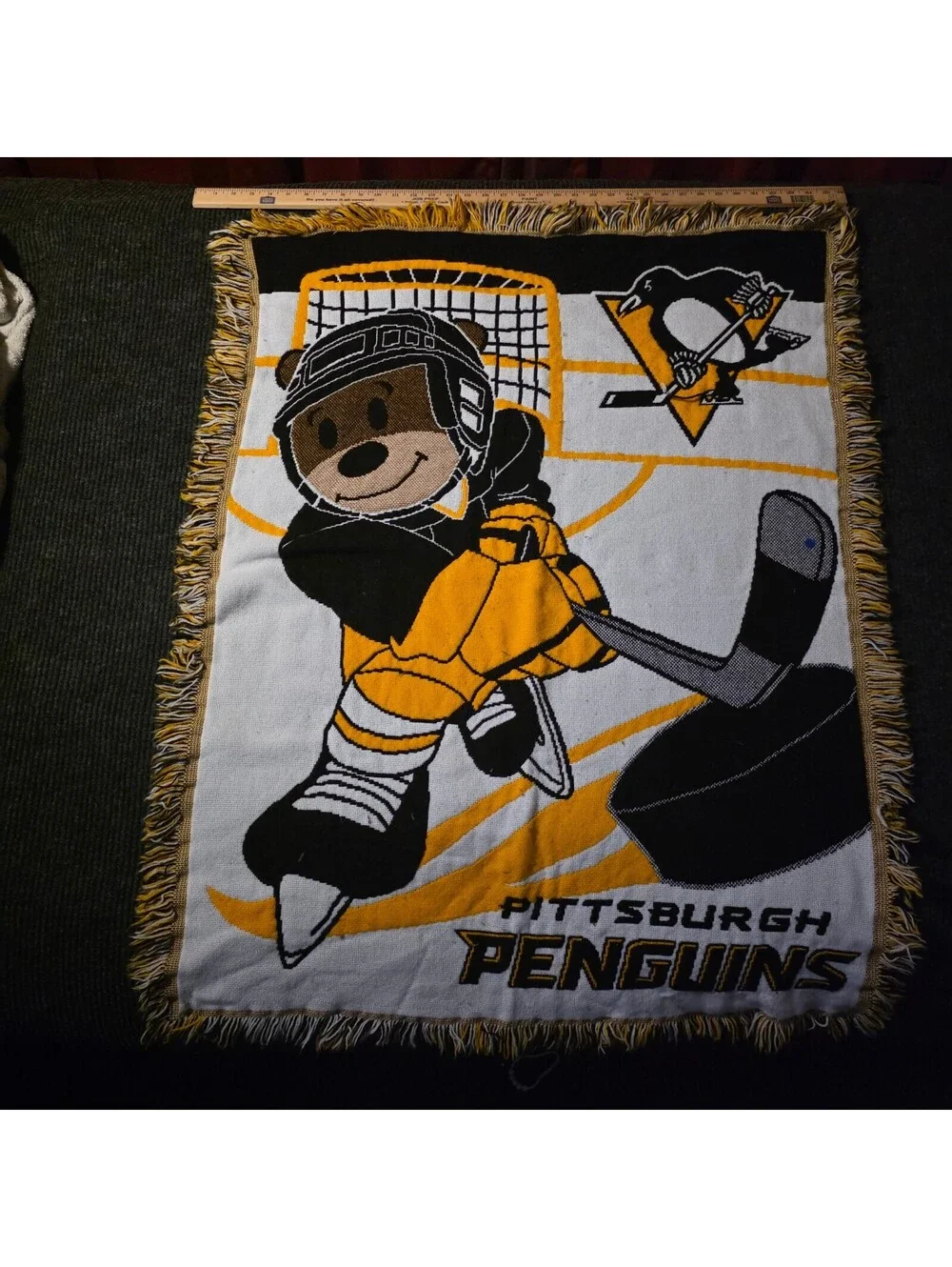 Pittsburgh Penguins Hockey Themed Armchair Throw Blanket